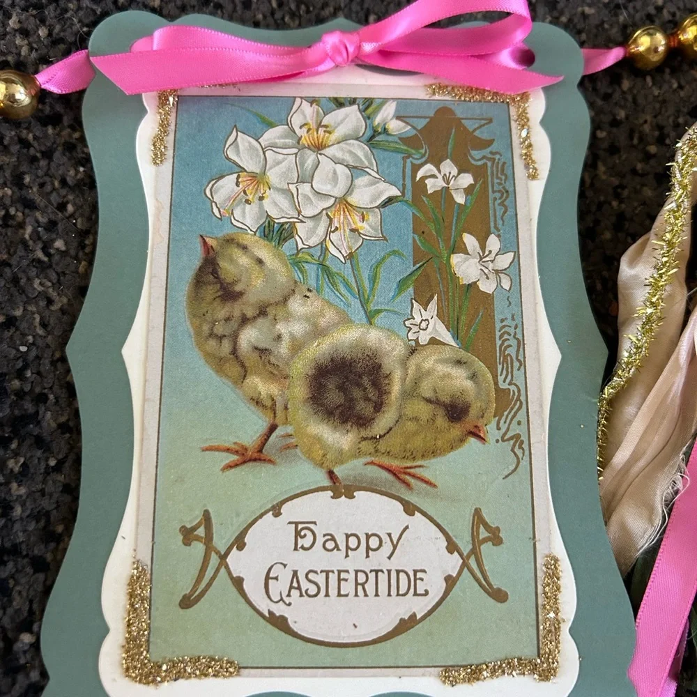 Easter postcard 1900’s vintage repurposed Holiday garland